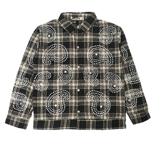 WATSON BIG PAISLEY CRYSTAL BLACK FLANNEL SHIRT