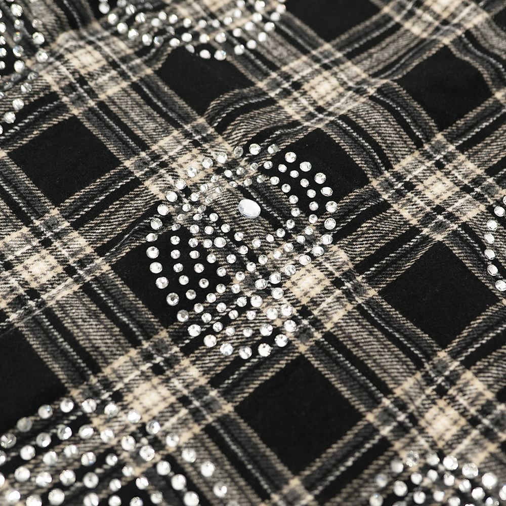 Watson Big Paisley Crystal Black Flannel Shirt, black and white plaid long-sleeve flannel – alternate view 8