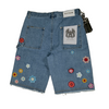 WATSON CROCHET FLOWER LIGHT WASH DENIM SHORTS