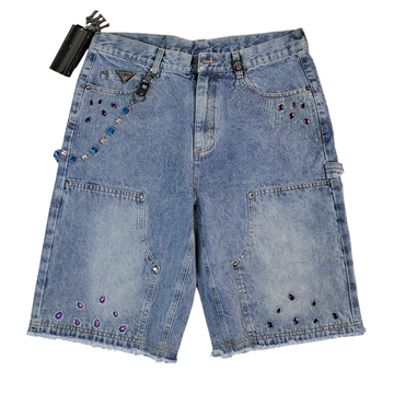 WATSON PURPLE PEAR DIAMOND LIGHT WASH DENIM SHORTS