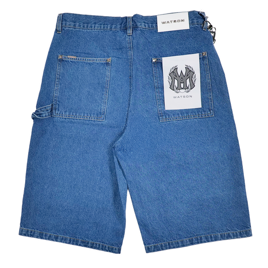WATSON MULTI PATCH LIGHT BLUE DENIM SHORTS