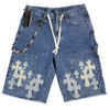 WATSON CROSS APPLIQUE LIGHT BLUE DENIM SHORTS