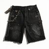 WATSON CROSS EMBELLISHED BLACK DENIM SHORTS