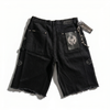 WATSON CROSS EMBELLISHED BLACK DENIM SHORTS