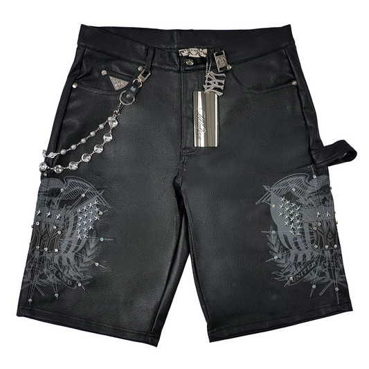 WATSON UNITED WE STAND BLACK LEATHER SHORTS