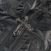 WATSON CROSS LEATHER APPLIQUE BLACK MOTO VEST