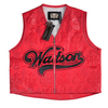 WATSON CROSS LEATHER APPLIQUE RED MOTO VEST