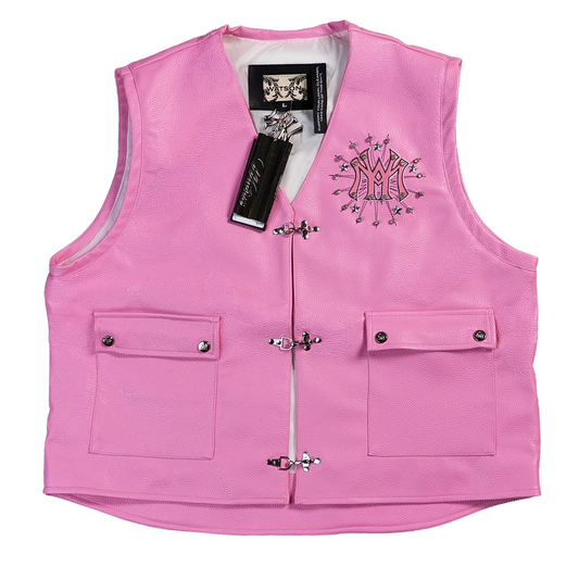 WATSON UNITED WE STAND PINK LEATHER MOTO VEST