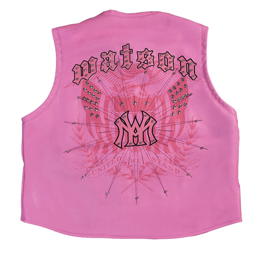 WATSON UNITED WE STAND PINK LEATHER MOTO VEST