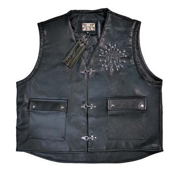 WATSON UNITED WE STAND BLACK LEATHER MOTO VEST