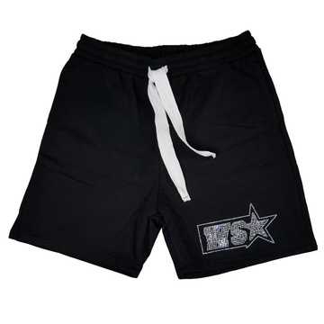 WATSON STUDIOS PLATE EMBELLISHED BLACK COTTON SHORTS