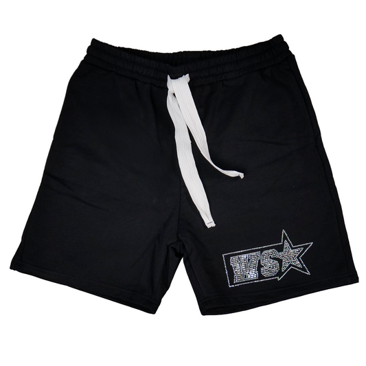 WATSON STUDIOS PLATE EMBELLISHED BLACK COTTON SHORTS