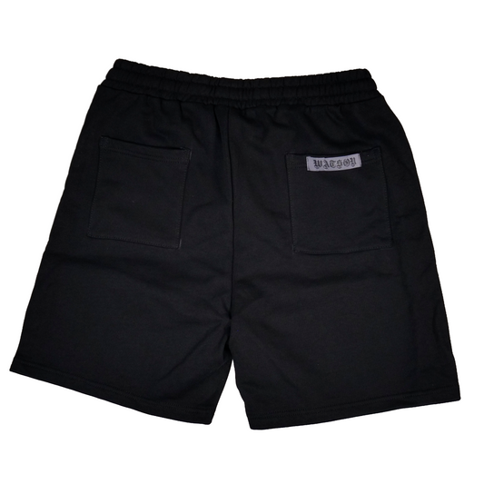 WATSON STUDIOS PLATE EMBELLISHED BLACK COTTON SHORTS