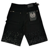 WATSON RHINESTONE SHOWER BLACK WASH DENIM SHORTS