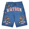 WATSON MULTI PATCH LIGHT BLUE DENIM SHORTS