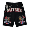 WATSON MULTI PATCH BLACK DENIM SHORTS