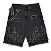 WATSON FLAME APPLIQUE GRAY WASH DENIM SHORTS