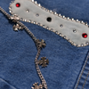 WATSON TWILL PATCH WITH EMBELLISHMENT LIGHT WASH DENIM SHORTS