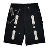 WATSON TWILL PATCH WITH EMBELLISHMENT BLACK DENIM SHORTS