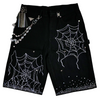 WATSON SPIDERWEB SINGLE STITCHED BLACK DENIM SHORTS