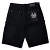 WATSON BENT STRIPES WITH RHINESTONES BLACK DENIM SHORTS