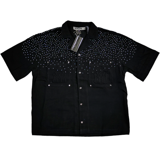 WATSON RHINESTONE SHOWER BLACK DENIM WORK SHIRT