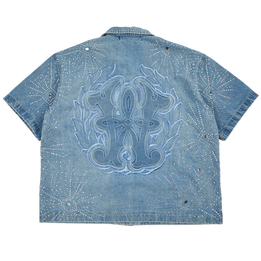 WATSON LIGHT WASH DENIM EMBELLISHED WORK SHIRT