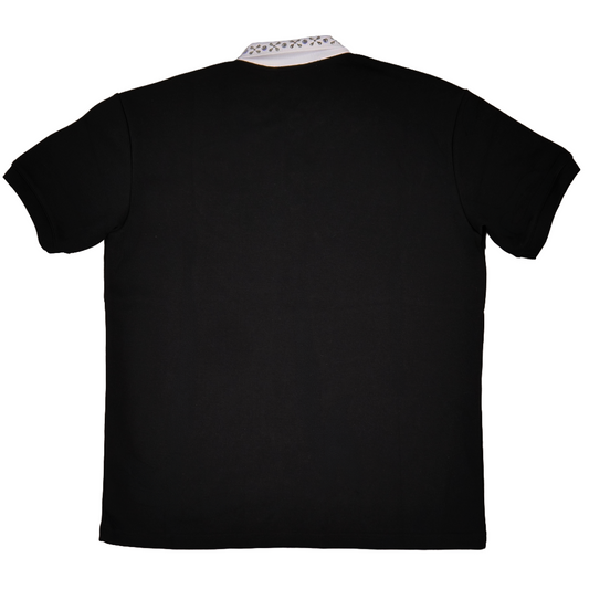WATSON COLLAR EMBELLISHED BLACK POLO SHIRT