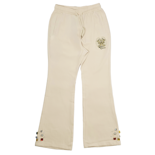 WATSON CASINO EMBELLISHED CANNOLI CREAM PANTS