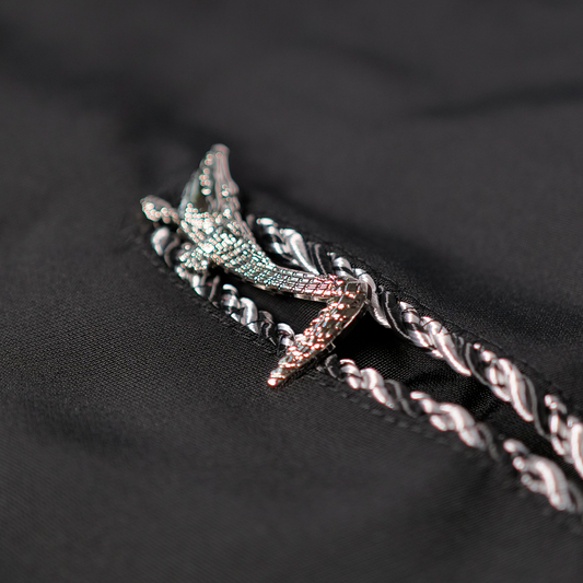 WATSON ROPE EMBELLISHED COLLAR BLACK BUTTON SHIRT