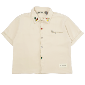 WATSON ROPE EMBELLISHED COLLAR CANNOLI CREAM BUTTON SHIRT