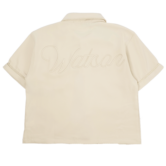WATSON ROPE EMBELLISHED COLLAR CANNOLI CREAM BUTTON SHIRT