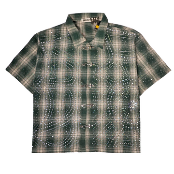 WATSON SPIDER WEB GREEN SHORT SLEEVE FLANNEL SHIRT