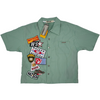 WATSON MULTI APPLIQUE PATCHWORK GREEN PINSTRIPE BUTTON DOWN SHIRT