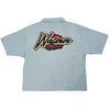 WATSON MULTI APPLIQUE PATCHWORK LIGHT BLUE PINSTRIPE BUTTON DOWN SHIRT