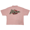 WATSON MULTI APPLIQUE PATCHWORK LIGHT PINK PINSTRIPE BUTTON DOWN SHIRT