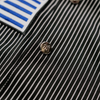 WATSON MULTI APPLIQUE PATCHWORK BLACK AND WHITE PINSTRIPE BUTTON DOWN SHIRT