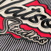 WATSON MULTI APPLIQUE PATCHWORK BLACK AND WHITE PINSTRIPE BUTTON DOWN SHIRT