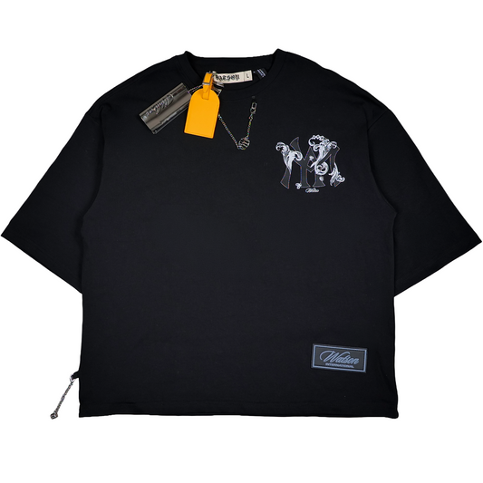 WATSON SINGLE STITCHED EMBROIDERED LOGO BLACK TSHIRT