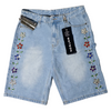 WATSON FLOWER STONES LIGHT BLUE DENIM SHORTS