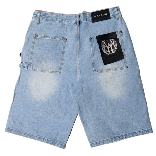 WATSON FLOWER STONES LIGHT BLUE DENIM SHORTS