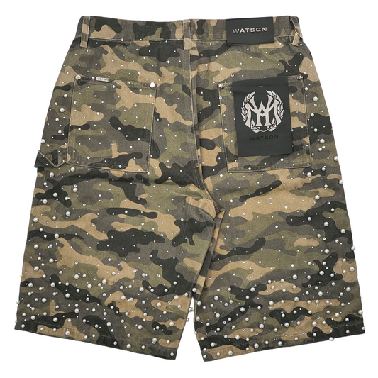 WATSON PEARL CAMO DENIM SHORTS