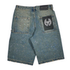 WATSON GLITTER DARK BLUE WASH DENIM SHORTS