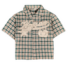 WATSON STUDIOS DISTRESSED GREEN SHORT SLEEVE FLANNEL SHIRT
