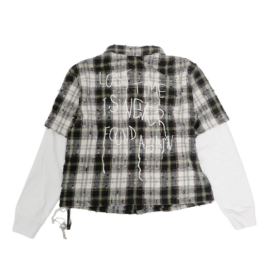 WATSON LOST TIME IS NEVER FOUND AGAIN LAYERED GREEN FLANNEL SHIRT