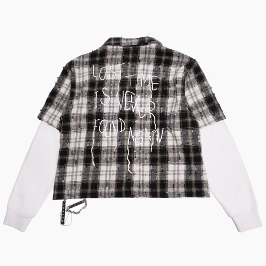 WATSON LOST TIME IS NEVER FOUND AGAIN LAYERED GREEN FLANNEL SHIRT