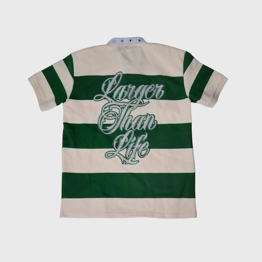 SHORT SLEEVE RUGBY POLO (CREAM/GREEN)