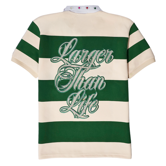 SHORT SLEEVE RUGBY POLO (CREAM/GREEN)