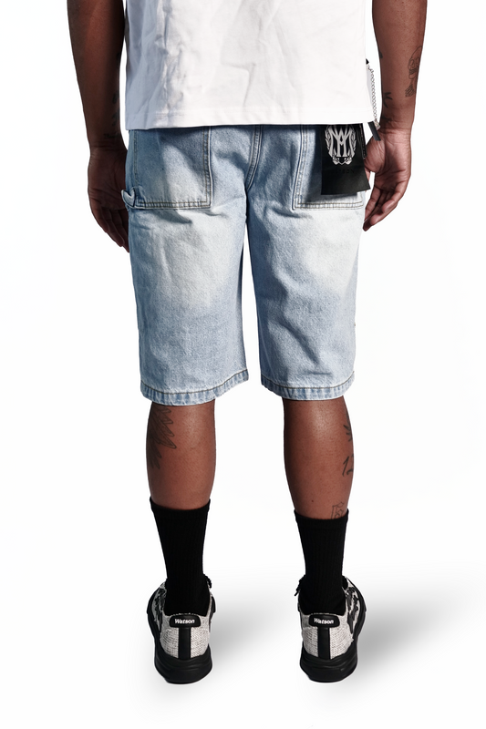 WATSON FLOWER STONES LIGHT BLUE DENIM SHORTS