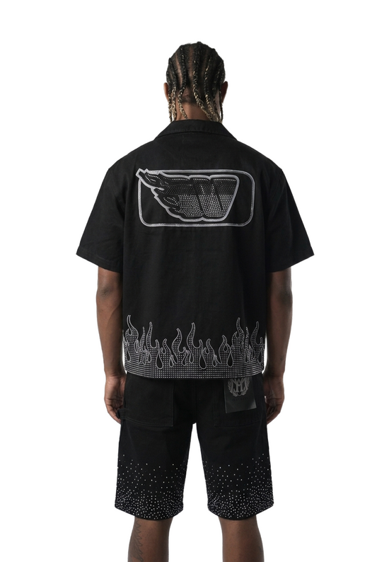 WATSON FLAME BLACK DENIM WORK SHIRT
